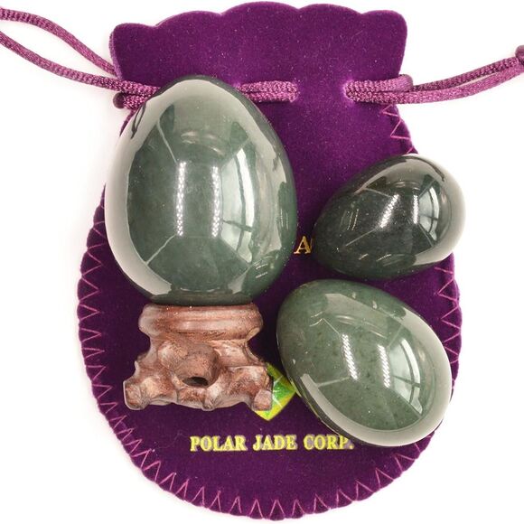 Nephrite Eggs 3pc Set, Yoni Massage, Stone Meditation Relaxation by Genuine Jade - Picture 4 of 4